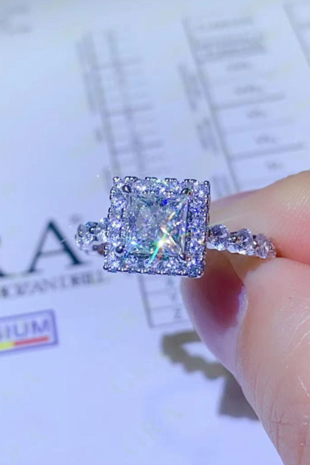 1 Carat Moissanite Square Ring-Teresa&#39;s Fashionista LLC