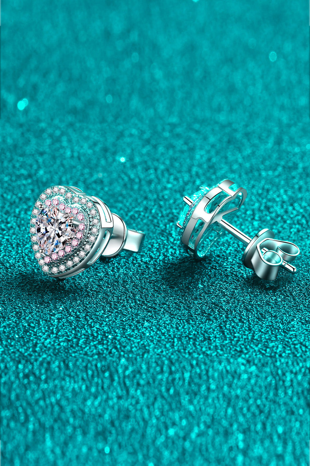 Moissanite Heart-Shaped Stud Earrings-Teresa&#39;s Fashionista LLC