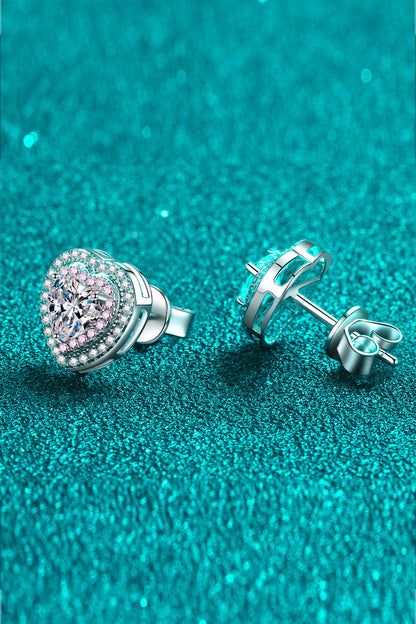 Moissanite Heart-Shaped Stud Earrings-Teresa&#39;s Fashionista LLC