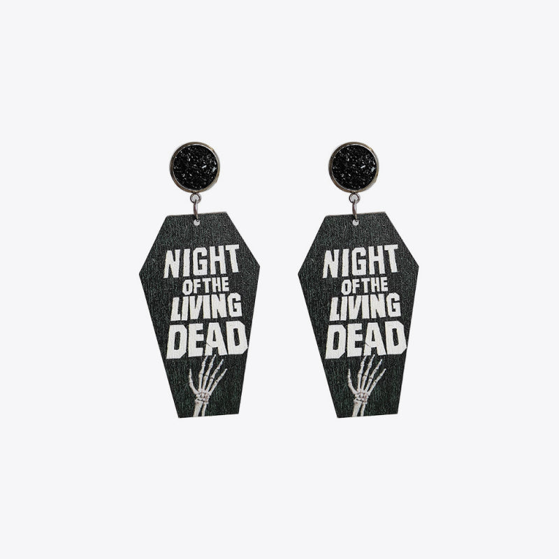 Coffin Shape Wooden Dangle Earrings-Teresa&#39;s Fashionista LLC