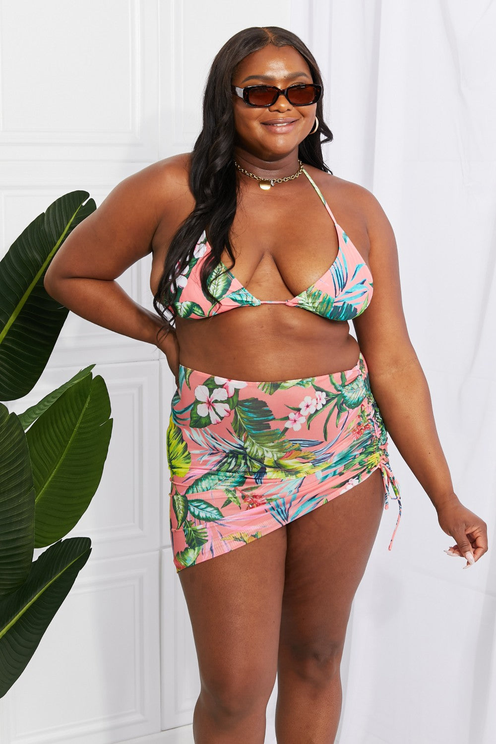 Marina West Swim Paradise Awaits Triangle Bikini and Sarong Set-Teresa&#39;s Fashionista LLC