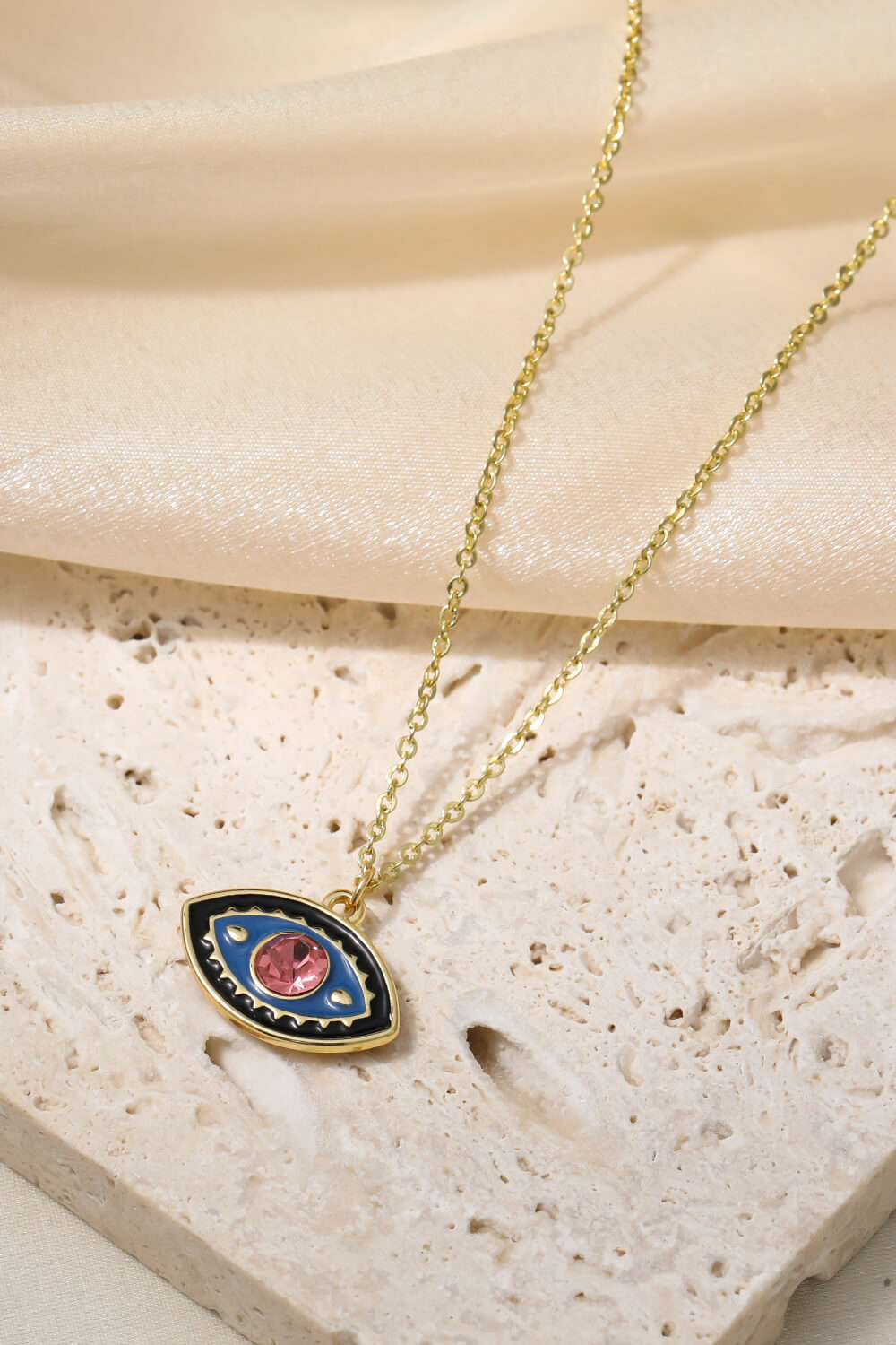 Evil Eye Pendant Gold Plated Chain Necklace-Teresa&#39;s Fashionista LLC