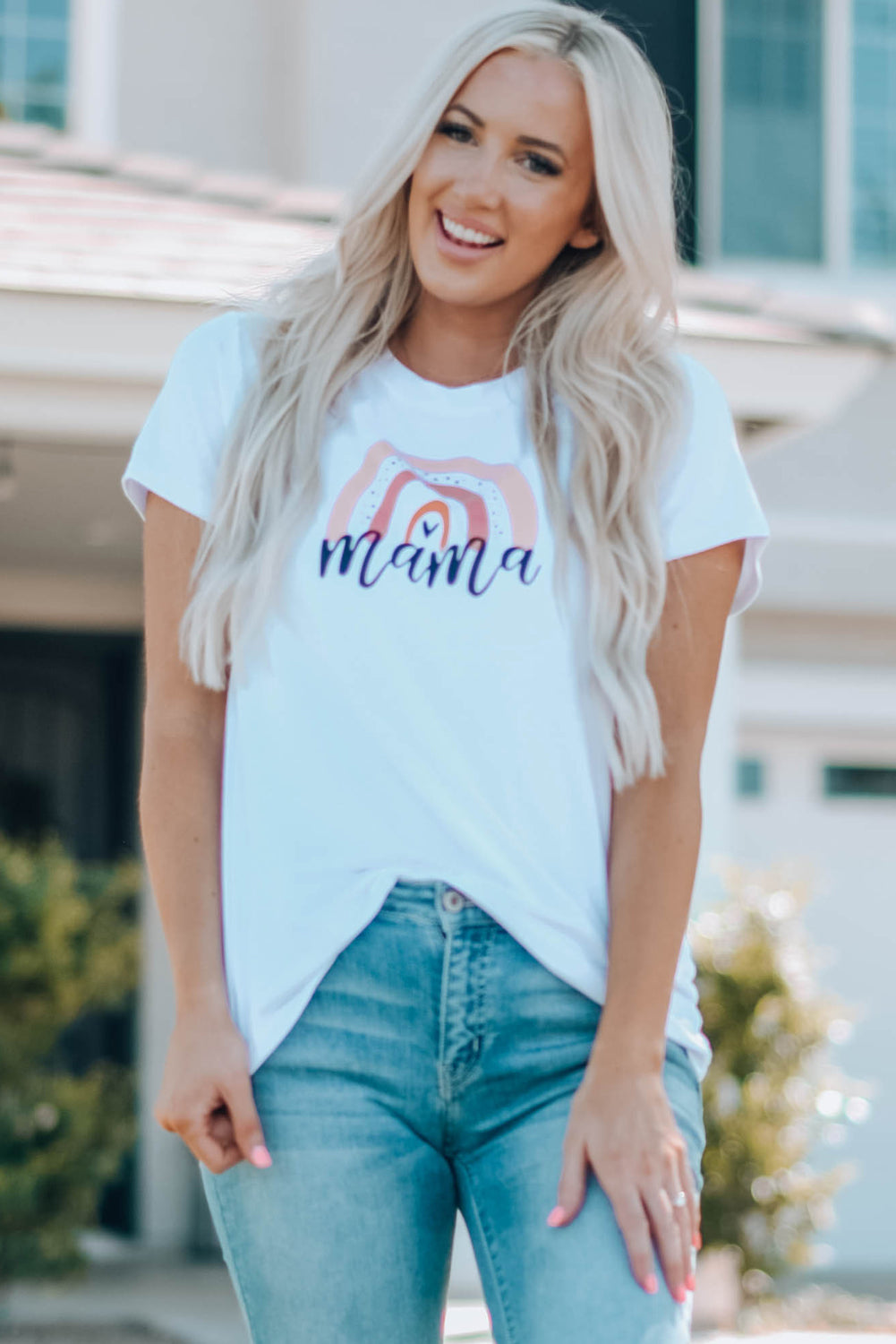 Women Graphic Round Neck Tee Shirt-Teresa&#39;s Fashionista LLC