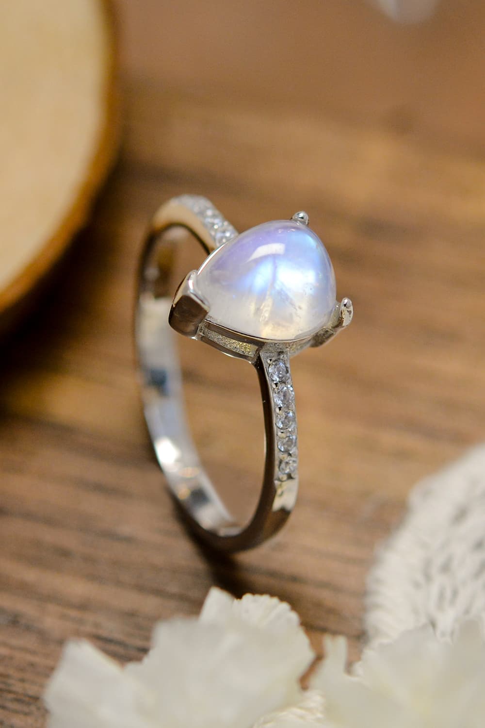 High Quality Natural Moonstone Teardrop Side Stone Ring-Teresa&#39;s Fashionista LLC