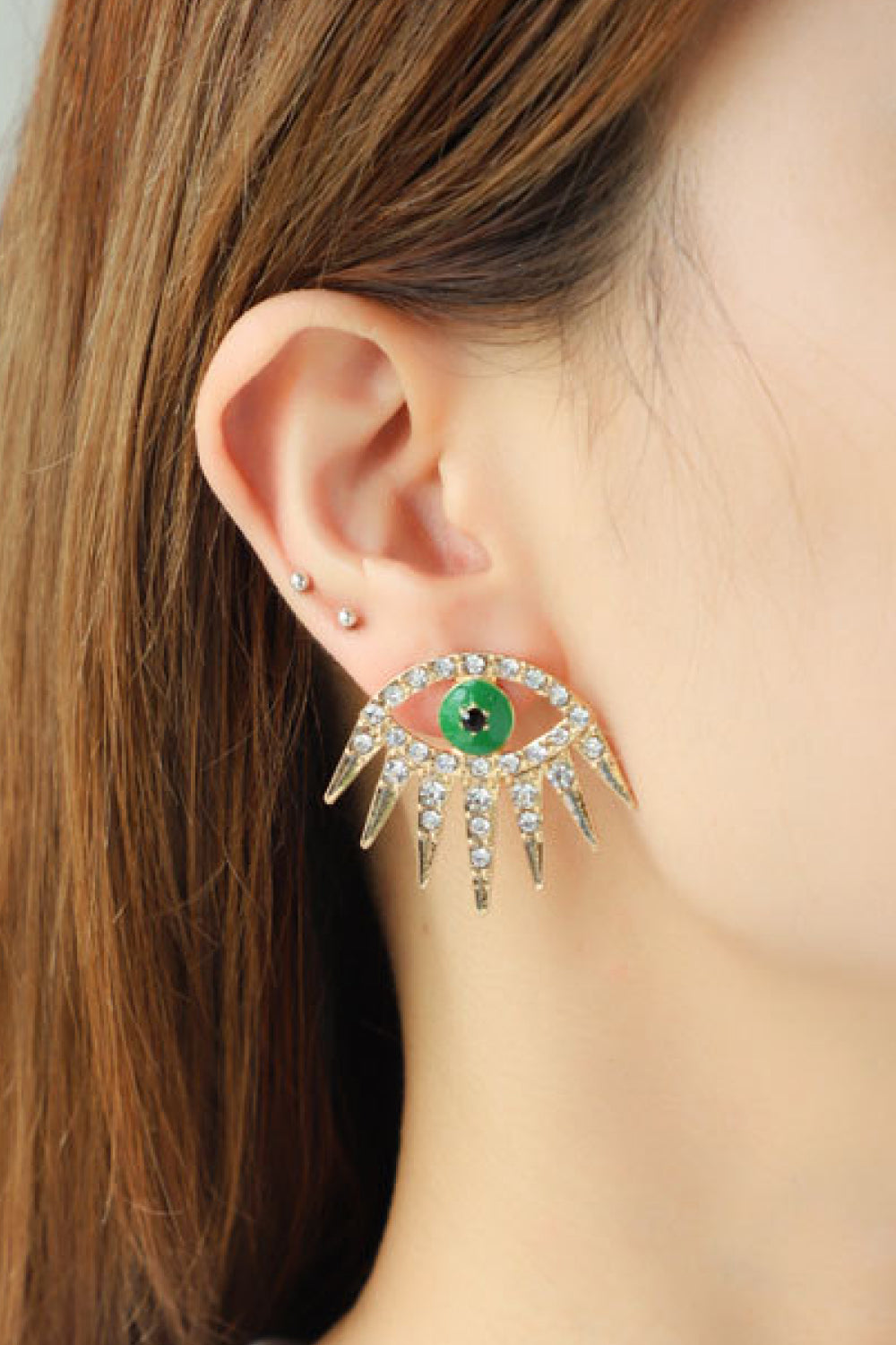 Evil Eye Rhinestone Dangle Earrings-Teresa&#39;s Fashionista LLC