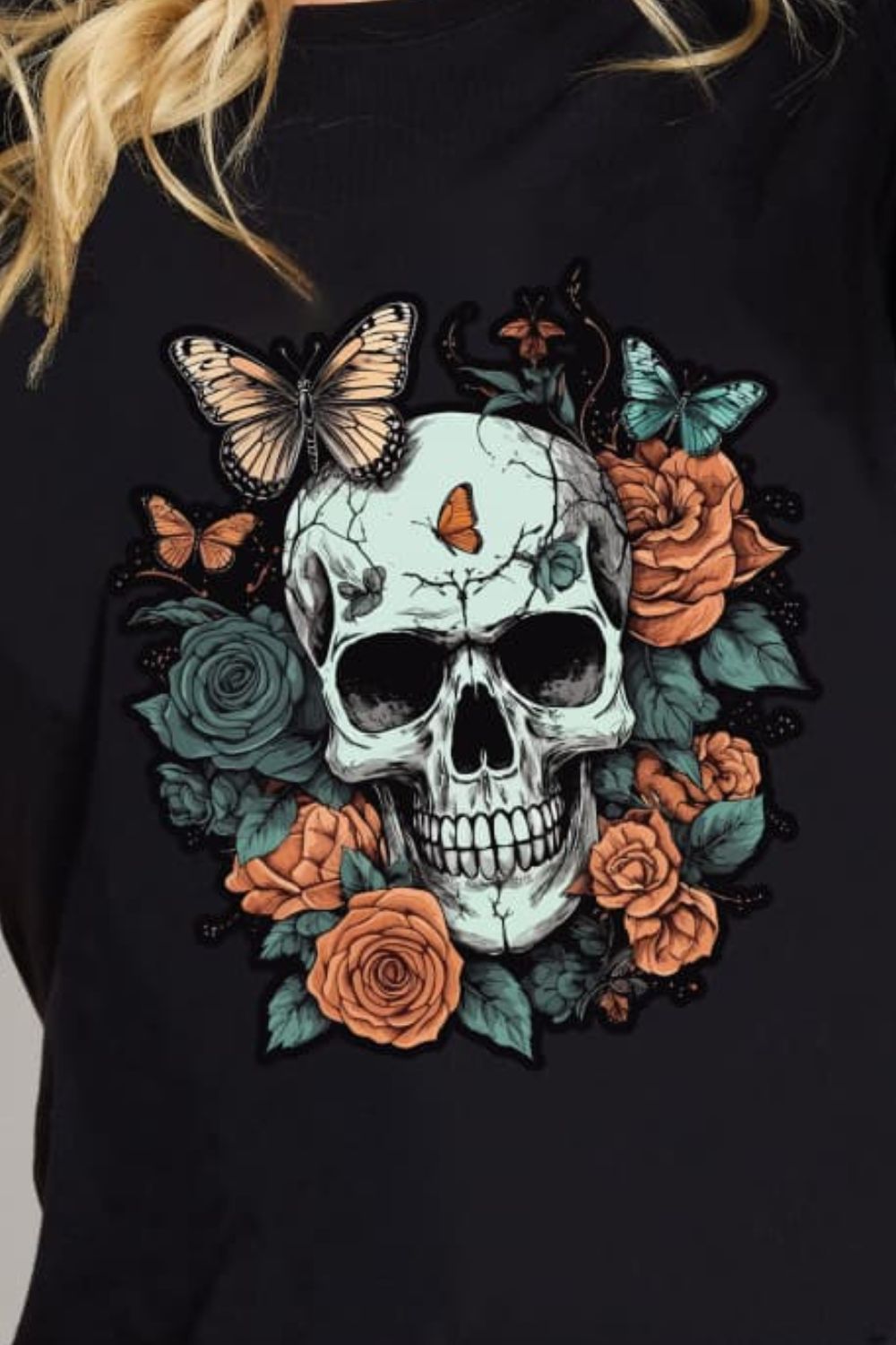 Simply Love Simply Love Full Size Skull Graphic Cotton T-Shirt-Teresa&#39;s Fashionista LLC