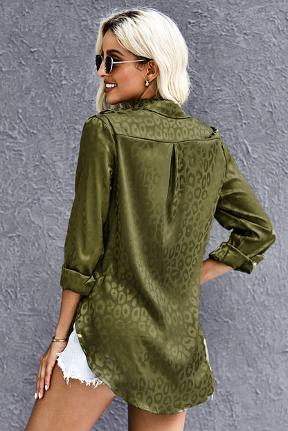 Leopard Slit High-Low Shirt-Teresa&#39;s Fashionista LLC