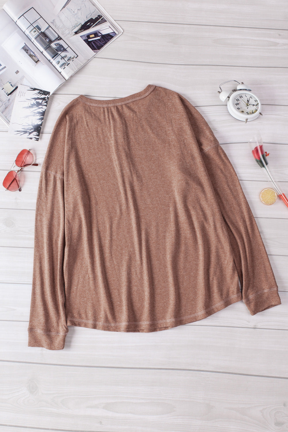 Long Sleeve Henley Top-Teresa&#39;s Fashionista LLC