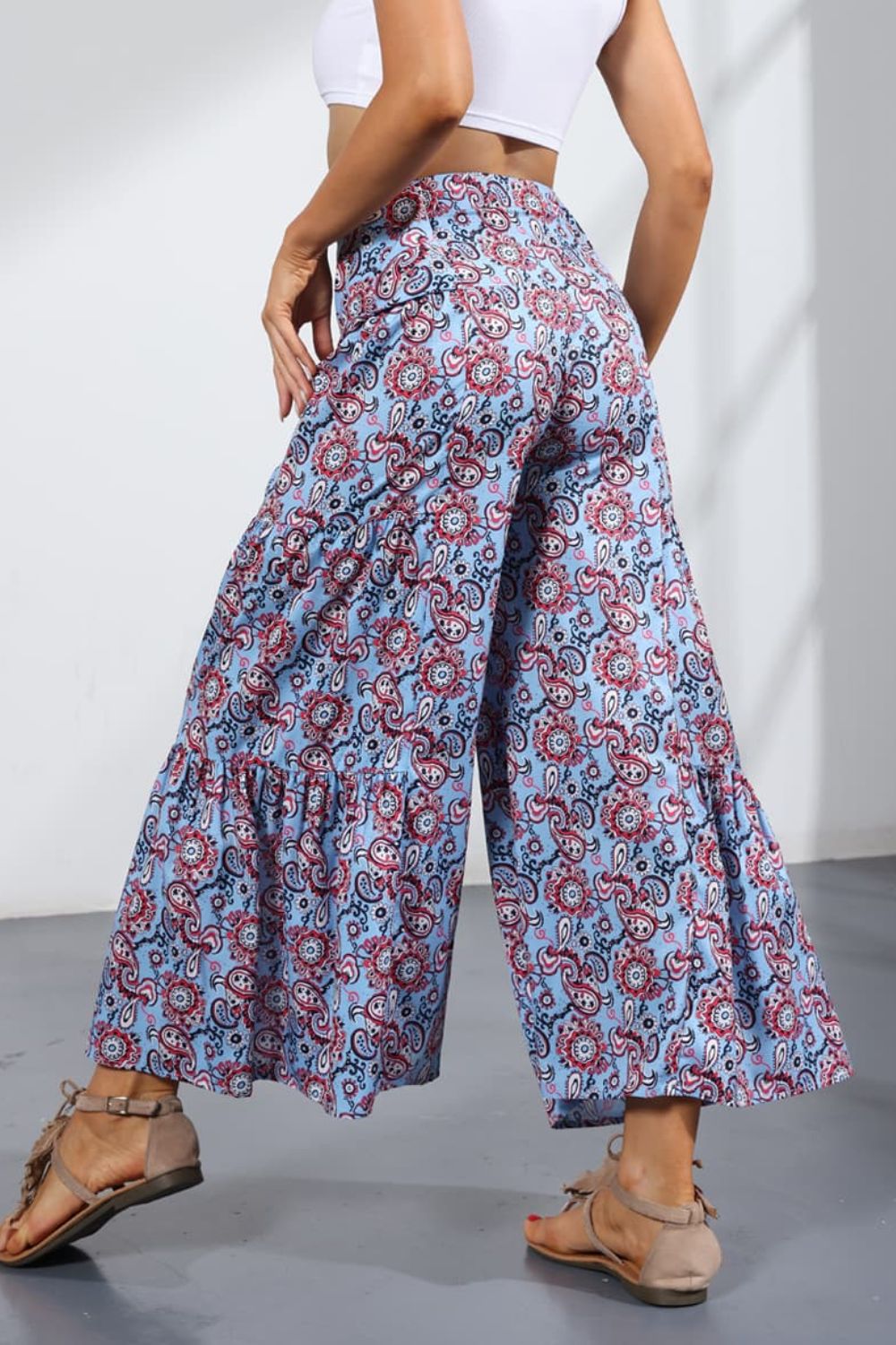 Printed Tie-Front Culottes-Teresa&#39;s Fashionista LLC