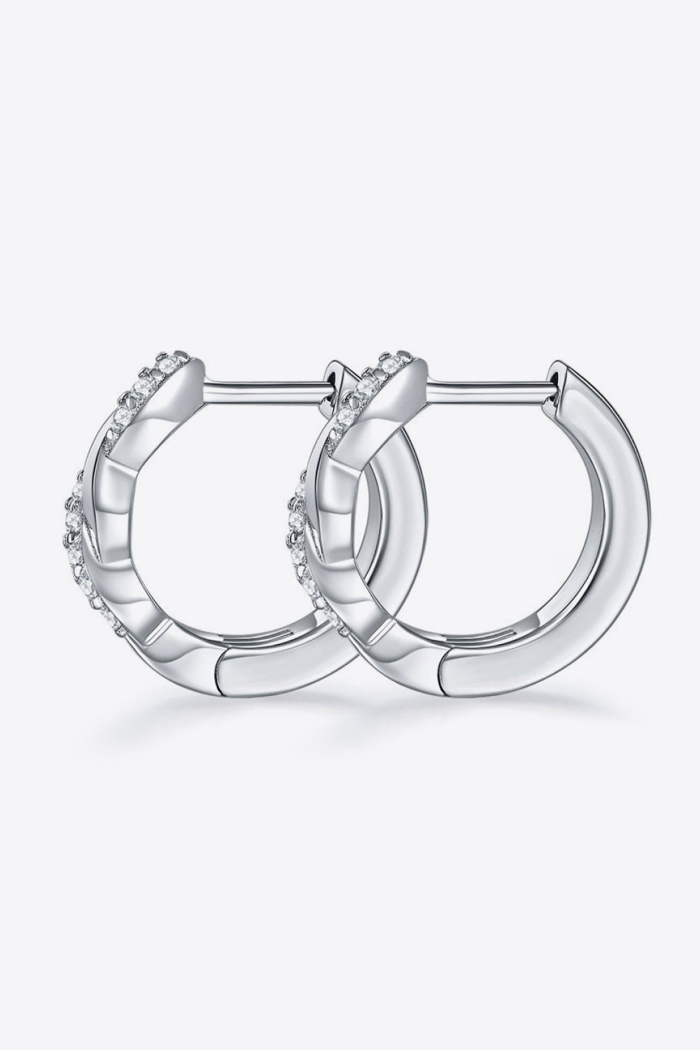 Moissanite Twisted Platinum-Plated Earrings-Teresa&#39;s Fashionista LLC