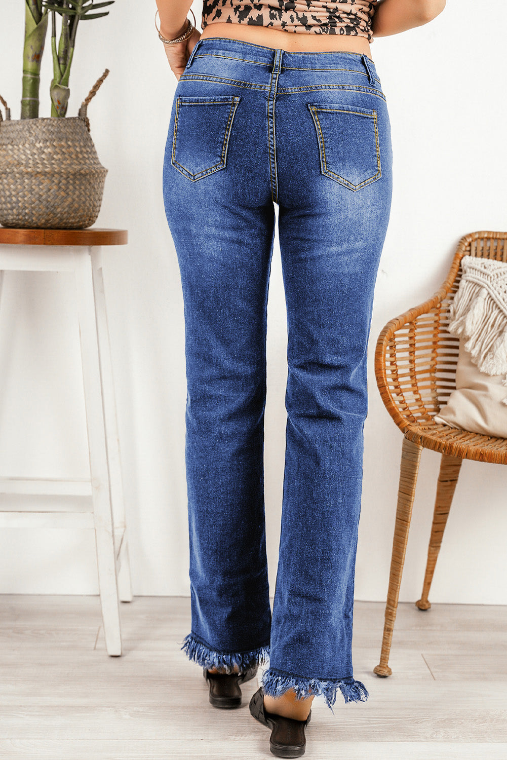 Ripped Frayed Hem Jeans-Teresa&#39;s Fashionista LLC