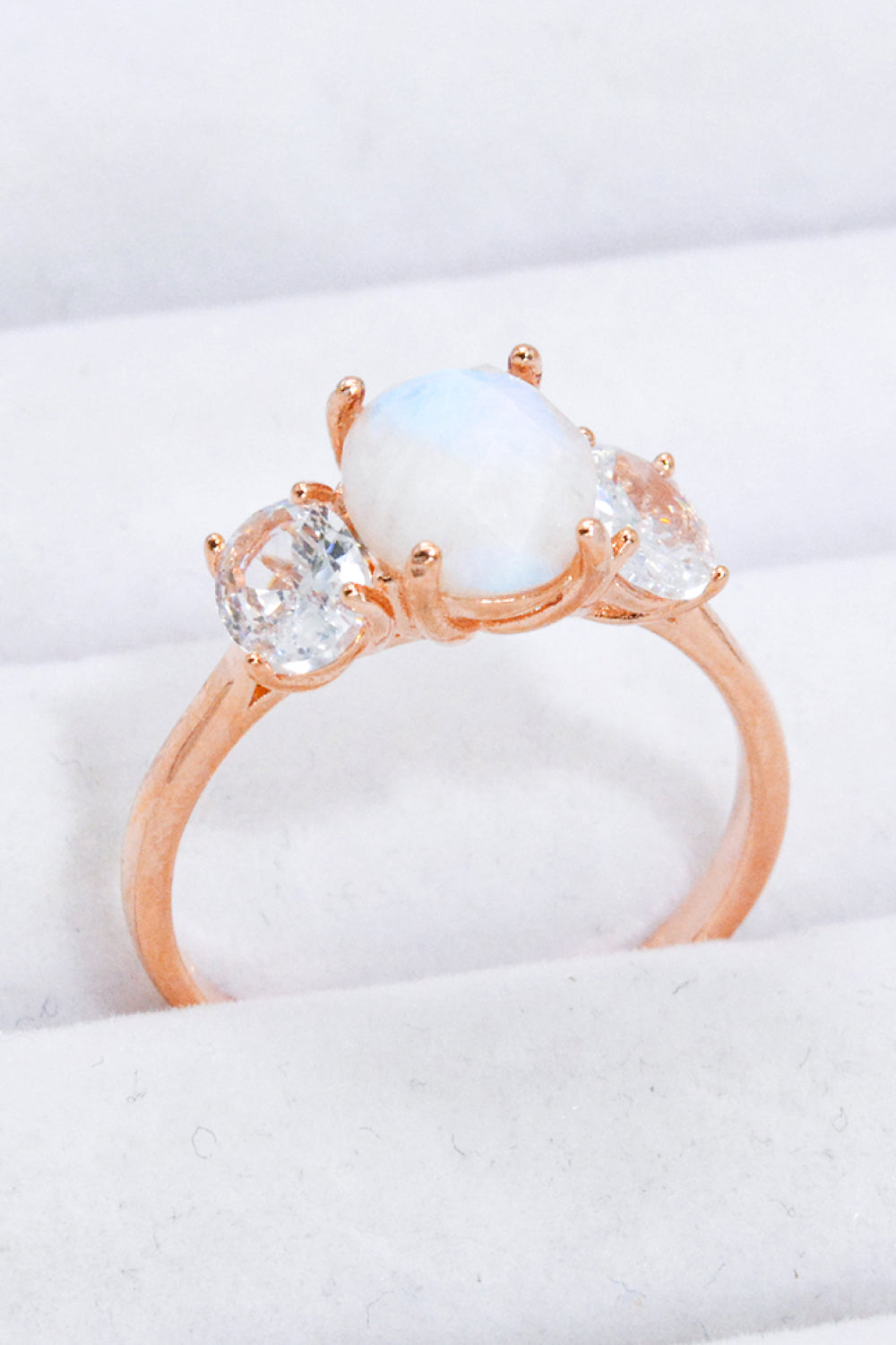 Natural Moonstone and Zircon Ring-Teresa&#39;s Fashionista LLC