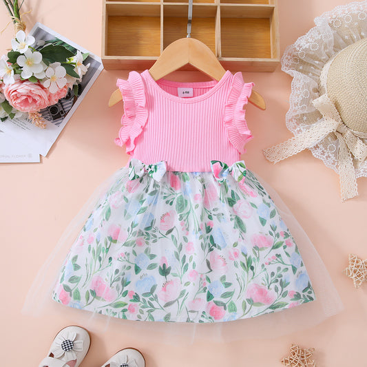 Baby Girl Floral Bow Detail Dress - Teresa's Fashionista LLC