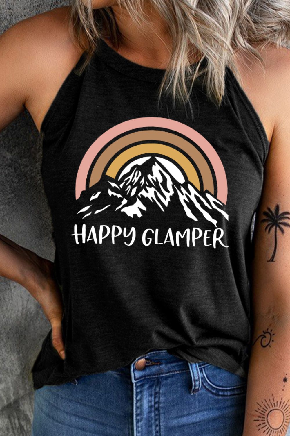 Happy Glamper Graphic Tank-Teresa&#39;s Fashionista LLC