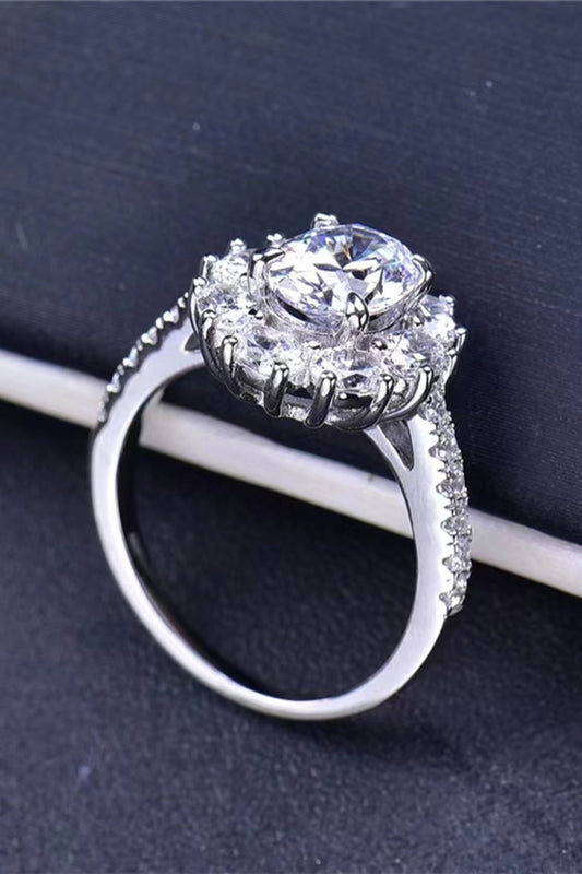 2 Carat Moissanite Floral 925 Sterling Silver Ring-Teresa&#39;s Fashionista LLC