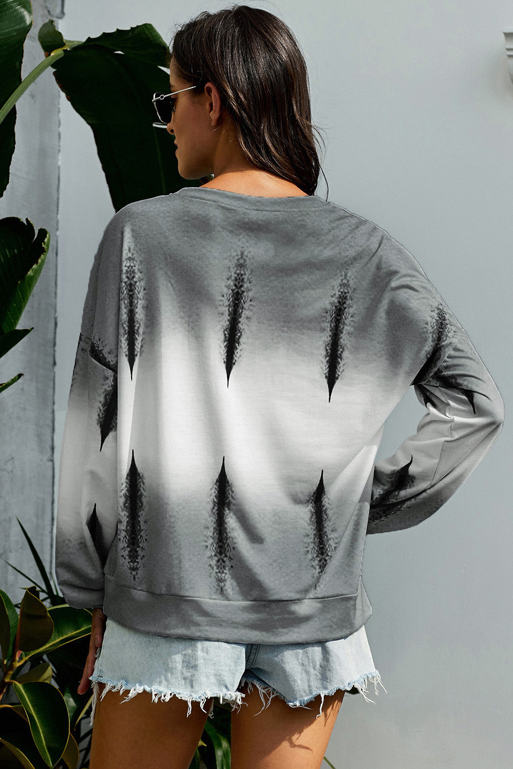 Tie-Dye Drop Shoulder Round Neck Sweatshirt-Teresa&#39;s Fashionista LLC