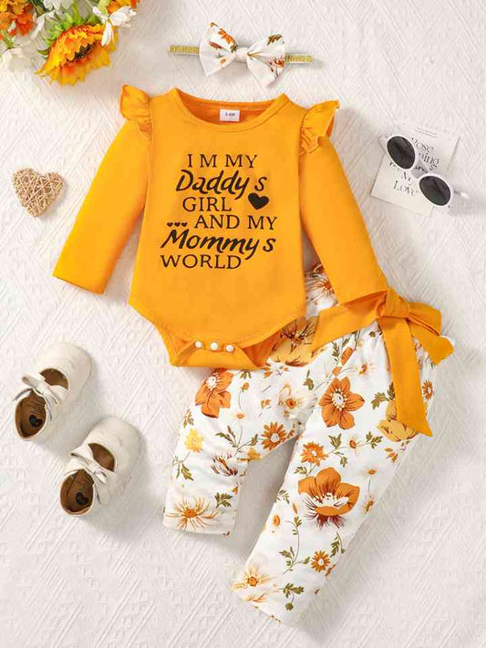 Slogan Graphic Bodysuit and Pants Set-Teresa&#39;s Fashionista LLC