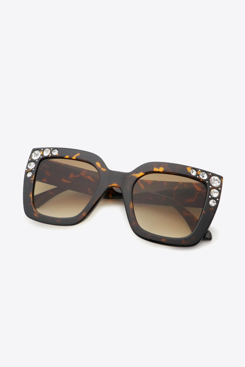 Inlaid Rhinestone Polycarbonate Sunglasses-Teresa&#39;s Fashionista LLC