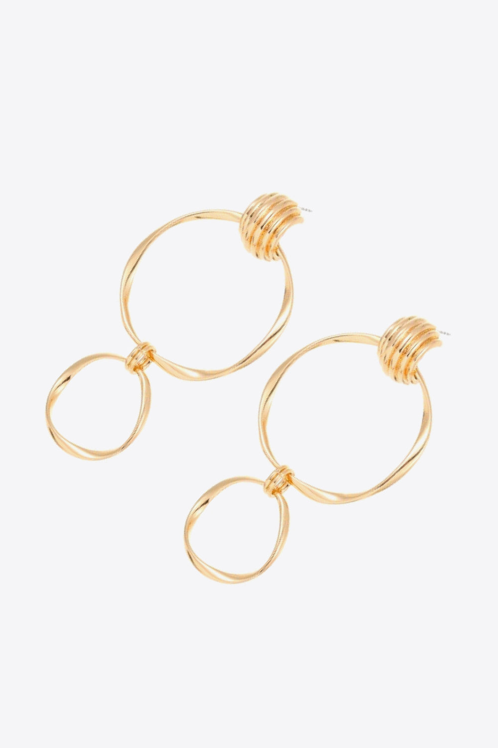 Double Hoop Zinc Alloy Drop Earrings-Teresa&#39;s Fashionista LLC