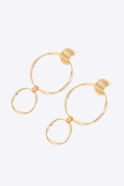 Double Hoop Zinc Alloy Drop Earrings-Teresa&#39;s Fashionista LLC