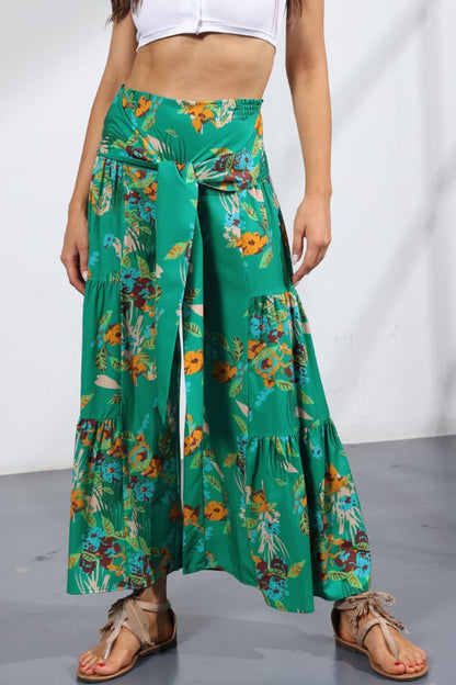 Printed Tie-Front Culottes-Teresa&#39;s Fashionista LLC