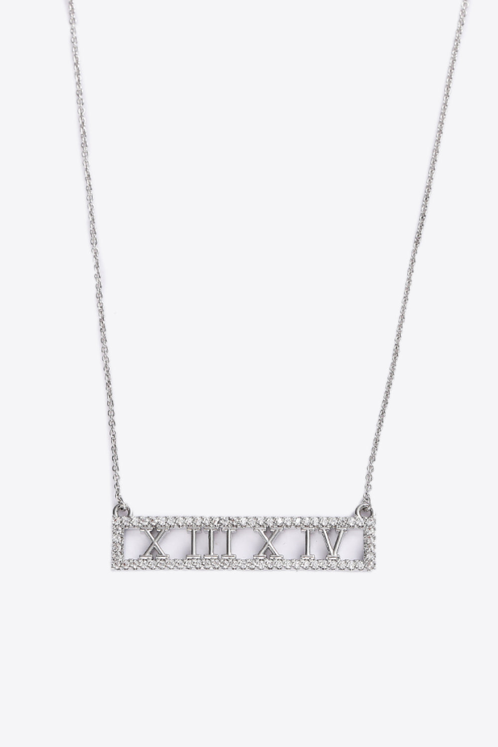 Inlaid Cubic Zirconia Bar Pendant Necklace-Teresa&#39;s Fashionista LLC