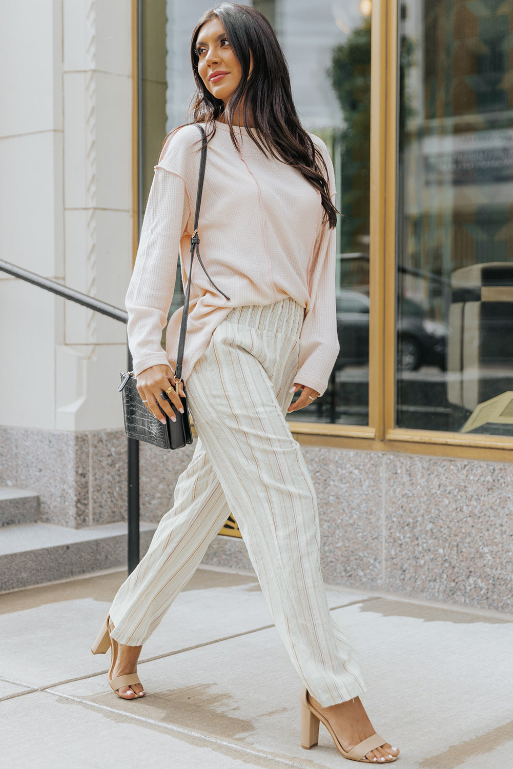 Striped Smocked Waist Wide Leg Pants-Teresa&#39;s Fashionista LLC