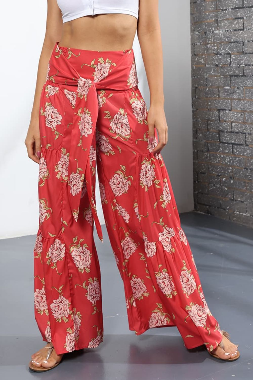 Printed High-Rise Tied Culottes-Teresa&#39;s Fashionista LLC