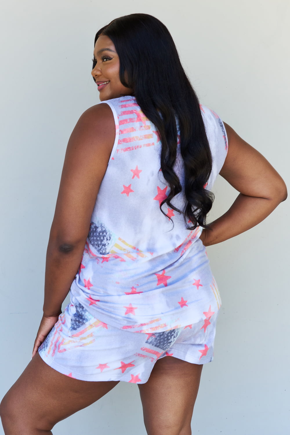 ODDI Full Size Tie-Dye Star Printed Loungewear Set-Teresa&#39;s Fashionista LLC