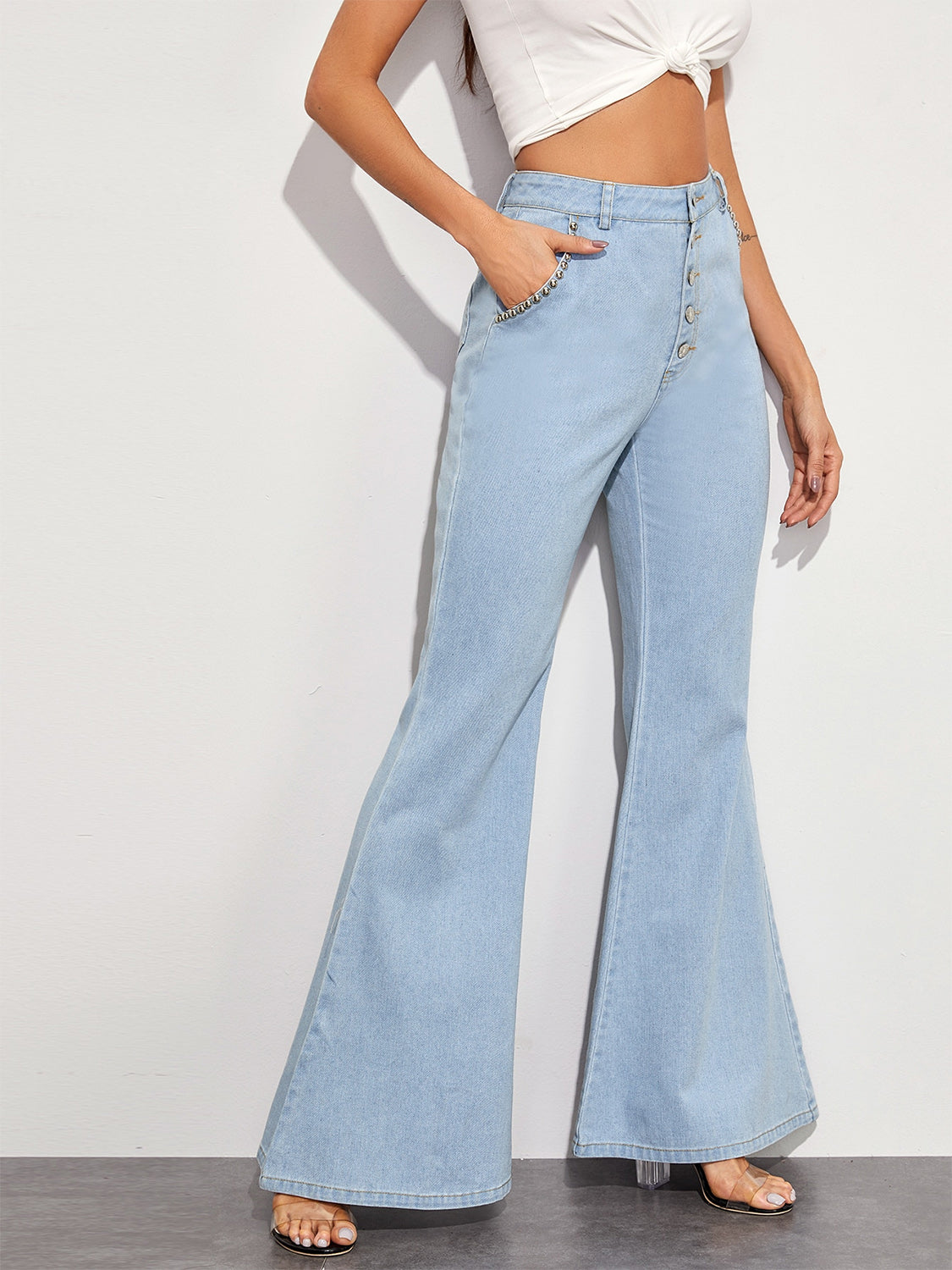 Button Fly Wide Leg Jeans-Teresa&#39;s Fashionista LLC