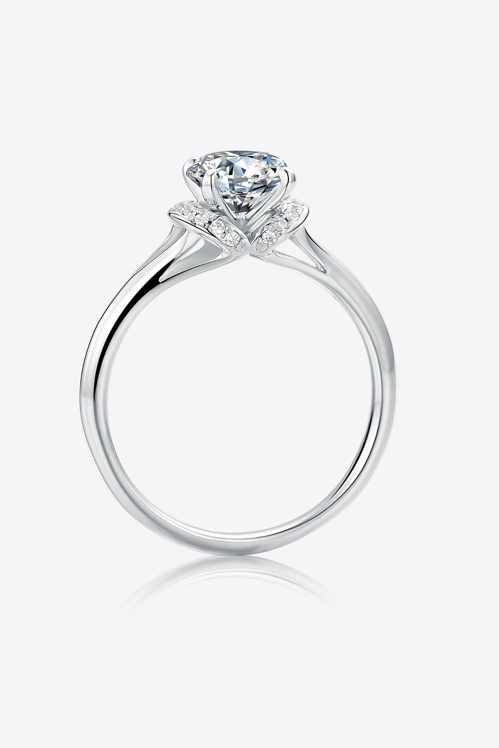 1 Carat Moissanite 925 Sterling Silver Split Shank Ring-Teresa&#39;s Fashionista LLC