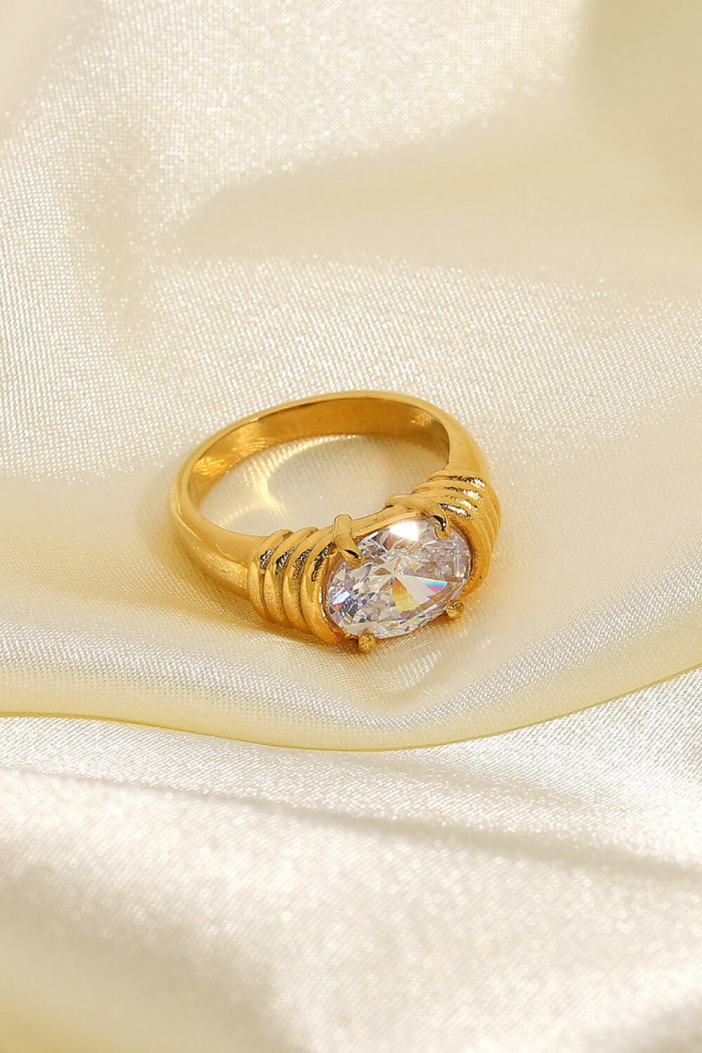 18K Gold Plated Zircon Ring-Teresa&#39;s Fashionista LLC