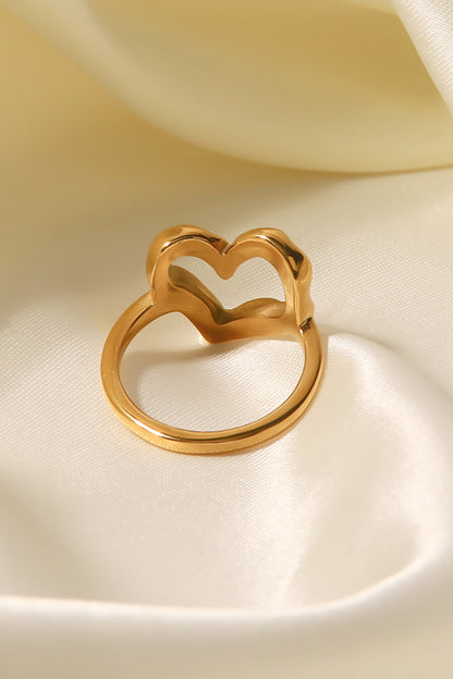 18K Gold Plated Heart-Shaped Ring-Teresa&#39;s Fashionista LLC