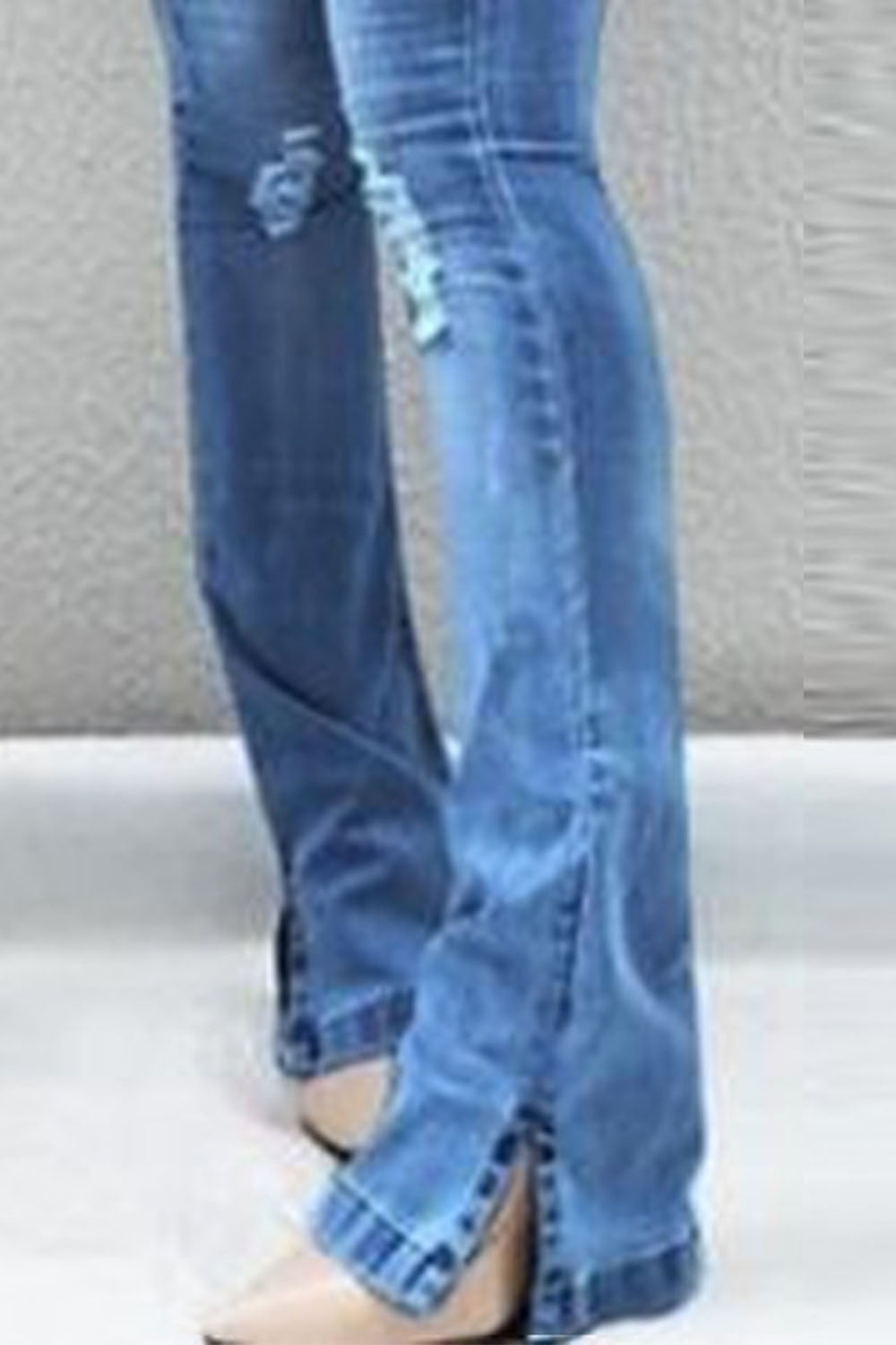 Buttoned Slit Jeans-Teresa&#39;s Fashionista LLC