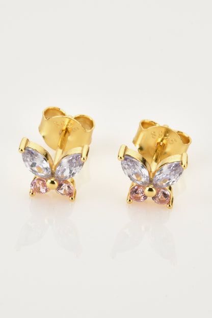 Inlaid Zircon Butterfly-Shaped Stud Earrings-Teresa&#39;s Fashionista LLC