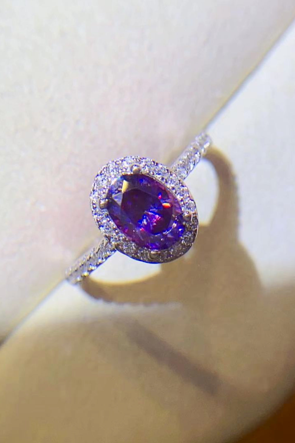 925 Sterling Silver 1 Carat Purple Moissanite Ring-Teresa&#39;s Fashionista LLC