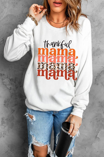 THANKFUL MAMA Graphic Dropped Shoulder Round Neck Sweatshirt-Teresa&#39;s Fashionista LLC