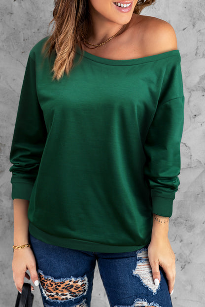 Boat Neck Long Sleeve Sweatshirt-Teresa&#39;s Fashionista LLC