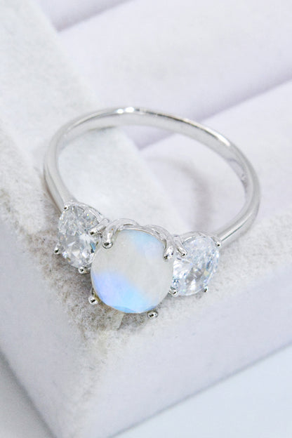 Natural Moonstone and Zircon Ring-Teresa&#39;s Fashionista LLC