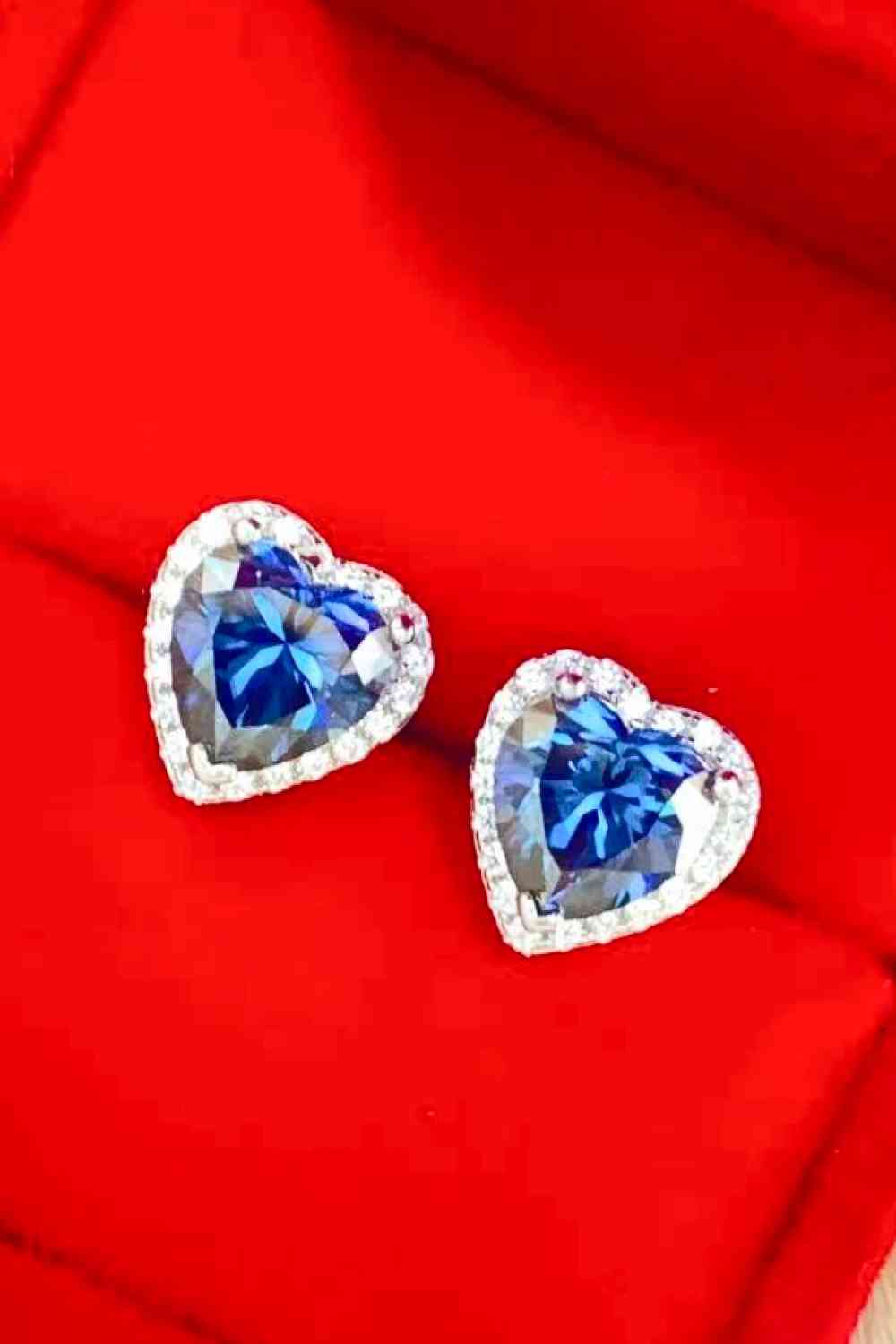 4 Carat Moissanite Heart-Shaped Stud Earrings-Teresa&#39;s Fashionista LLC