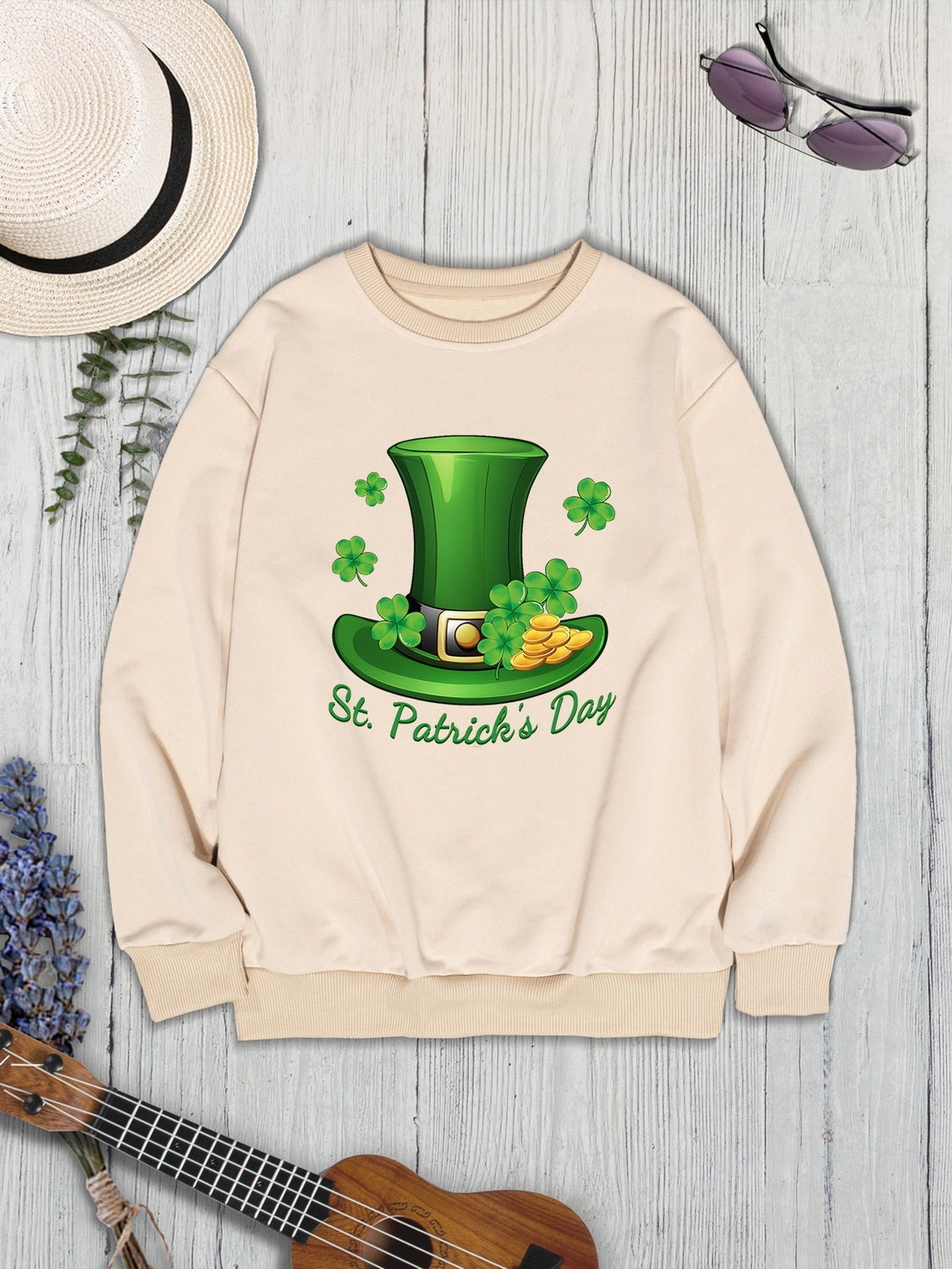 ST. PATRICK'S DAY Round Neck Dropped Shoulder Sweatshirt-Teresa&#39;s Fashionista LLC