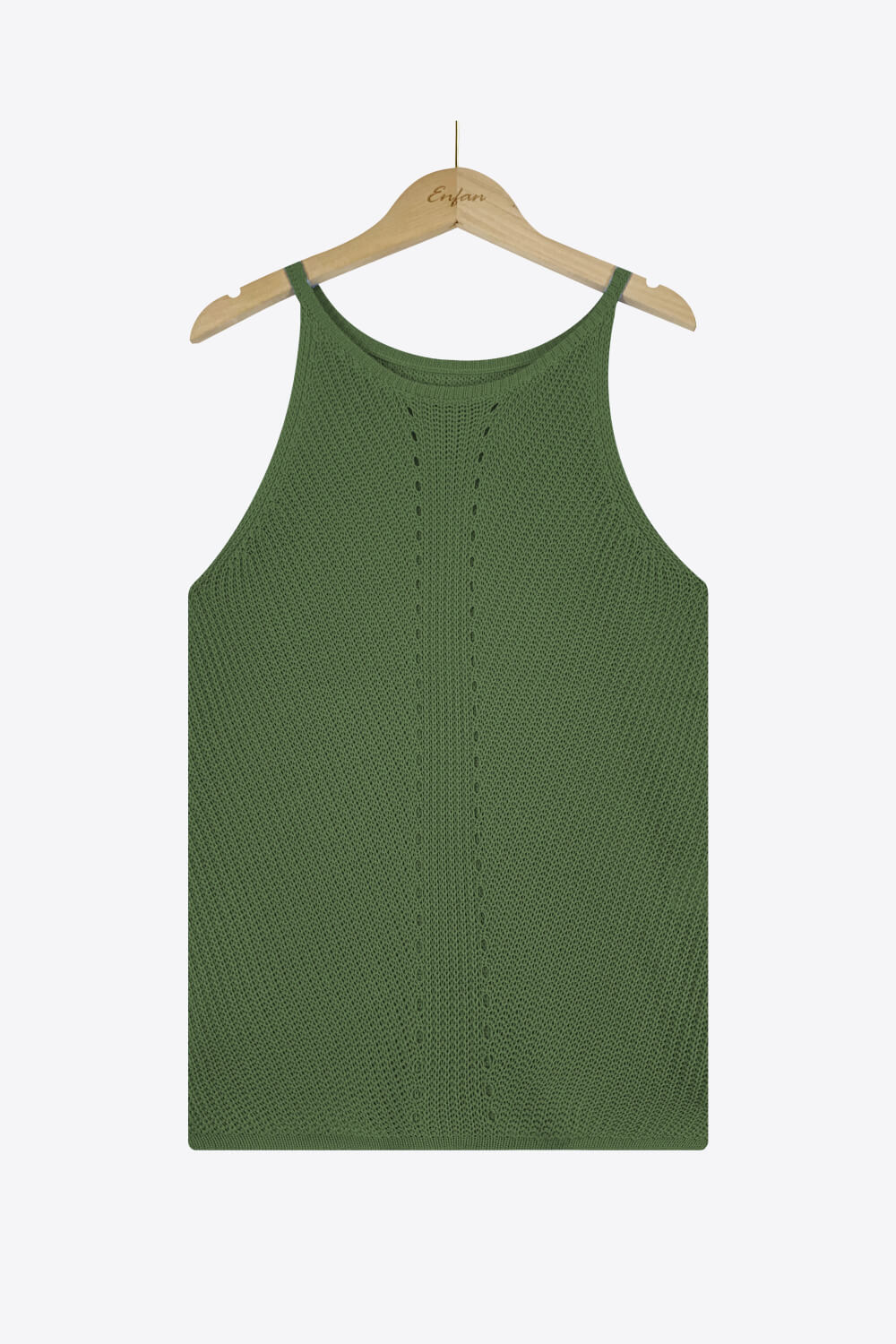 Openwork Grecian Neck Knit Tank Top-Teresa&#39;s Fashionista LLC