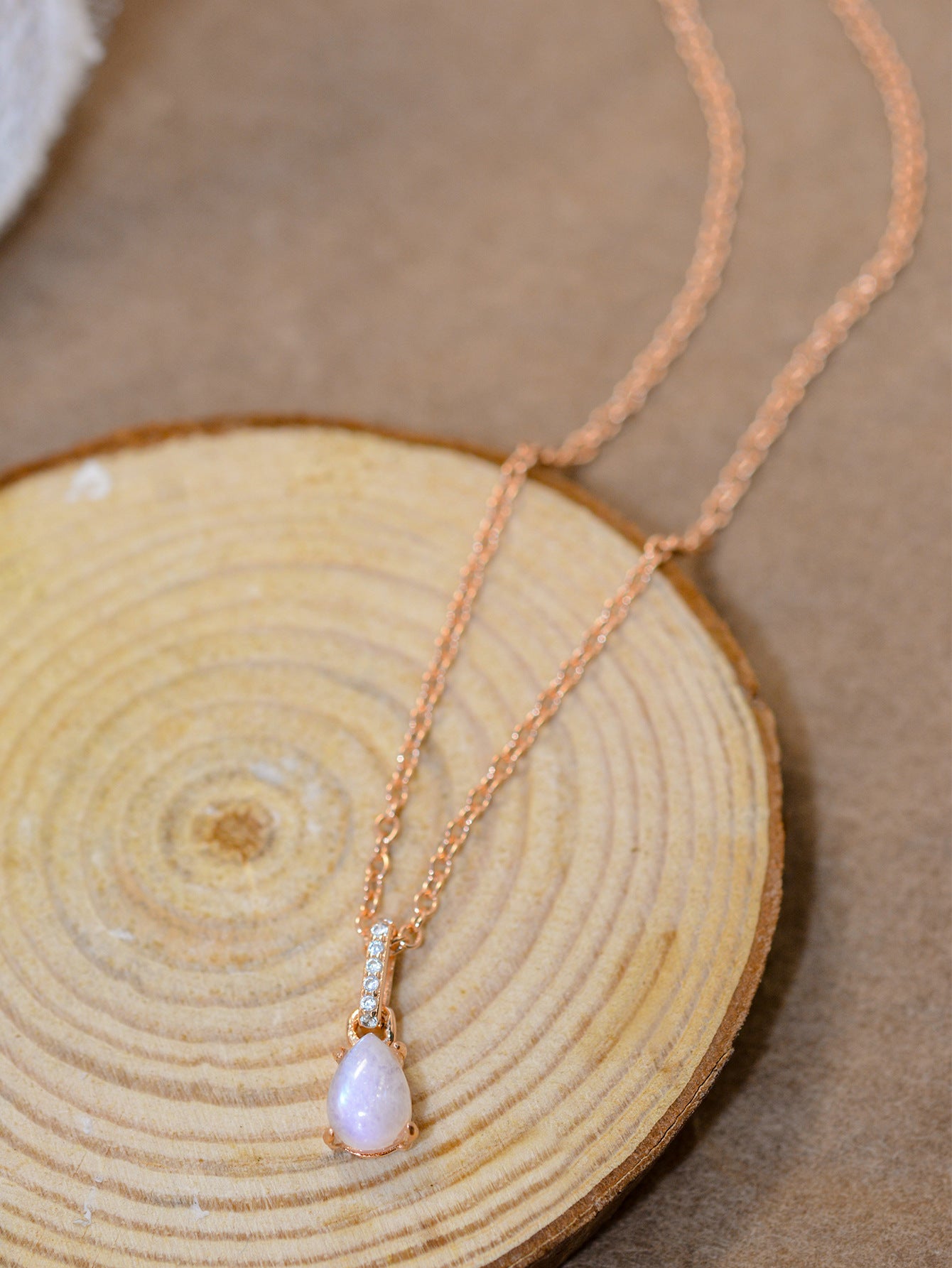 Moonstone Teardrop Pendant Necklace-Teresa&#39;s Fashionista LLC