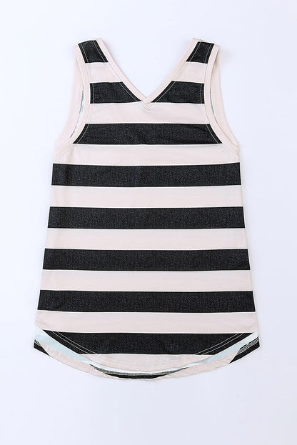 Striped V-Neck Tank-Teresa&#39;s Fashionista LLC