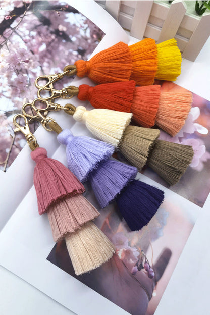 Assorted 4-Pack Multicolored Fringe Keychain-Teresa&#39;s Fashionista LLC