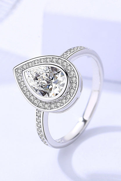 925 Sterling Silver Teardrop Moissanite Ring-Teresa&#39;s Fashionista LLC