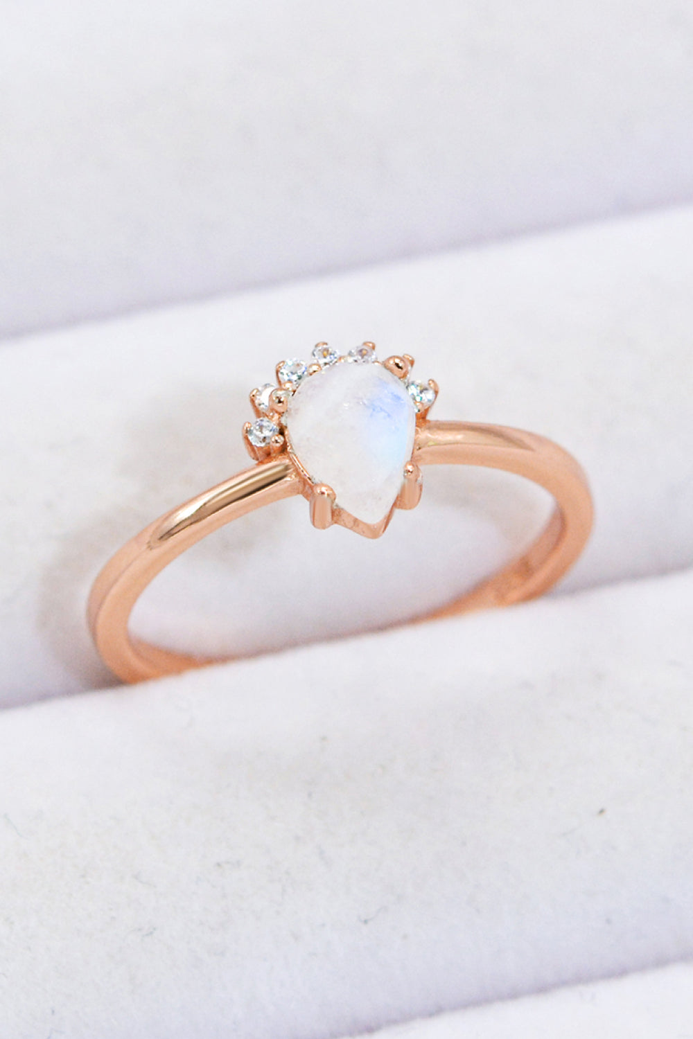 18K Rose Gold-Plated Pear Shape Natural Moonstone Ring-Teresa&#39;s Fashionista LLC