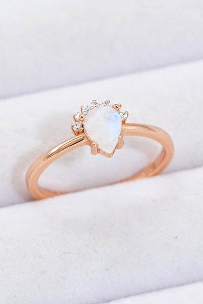 18K Rose Gold-Plated Pear Shape Natural Moonstone Ring-Teresa&#39;s Fashionista LLC