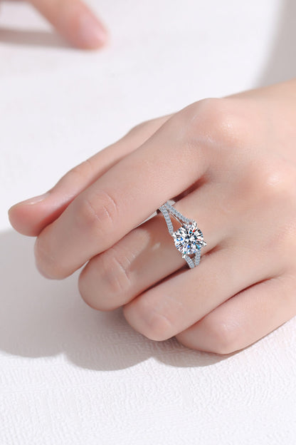 Stylish Moissanite Sterling Silver Ring-Teresa&#39;s Fashionista LLC