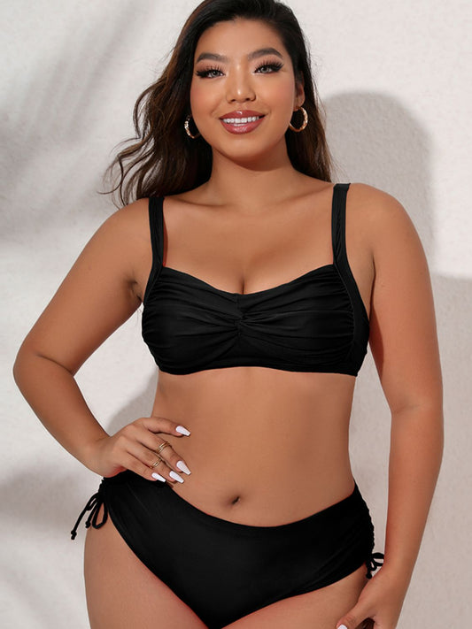 Plus Size Twist Front Tied Bikini Set-Teresa&#39;s Fashionista LLC